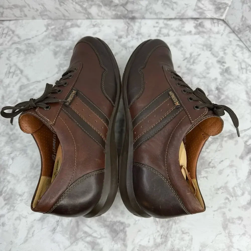 MEPHISTO Air Jet Men’s Sz 10 Brown Leather Lace Up Casual Sneakers Walking Shoes